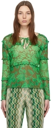 Anna Sui Green Paradisiac Combo Mesh T-shirt In Glo Green
