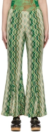 ANNA SUI GREEN WAVE RIDER LOUNGE PANTS