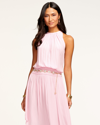 Ramy Brook Audrey Sleeveless Halter Drop Waist Midi Dress In Opal Pink