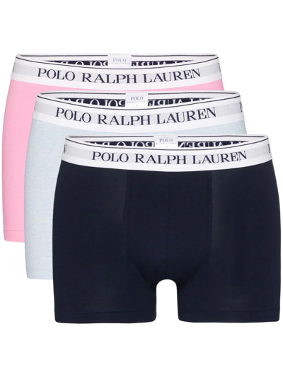 Polo Ralph Lauren Three Pack Logo Waistband Boxer Set In Blue