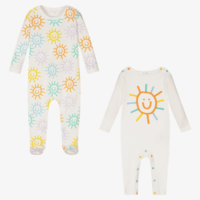 Stella Mccartney Unisex Cotton Printed Footie & Romper Set - Baby In White