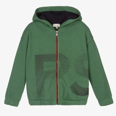 Paul Smith Junior Kids' Boys Green Logo Zip Up Top