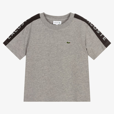 Lacoste Kids' Boys Grey Logo Tape T-shirt