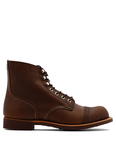 Red Wing Shoes Iron Ranger Leather Ankle Boots In Red