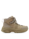 Undercover Checked Nubuck And Canvas Hiking Boots In Beige