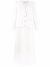 Self-portrait Bouclé Layered Pleated Dress In White