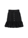 Michael Michael Kors Belted Gathered Organic Cotton-blend Poplin Mini Skirt In Black