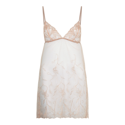 Fleur Of England Lillian Dusky Pink Embroidered Tulle Chemise In Caramel