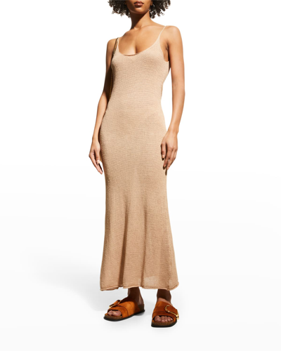 Onia Sleeveless Linen Jumper Maxi Dress In Tan