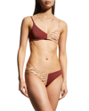 Onia Colorblocked Chiara Bikini Bottom In Tigerlines/rust
