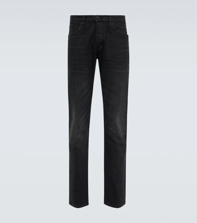 Tom Ford Slim-fit Straight Stretch-denim Jeans In Black