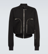 Rick Owens Leather Jacket With High Collar And Ribbed Accents In Black