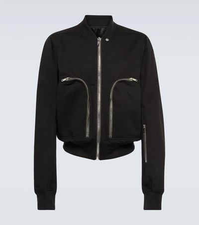 Rick Owens Leather Jacket With High Collar And Ribbed Accents In Black