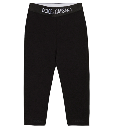 Dolce & Gabbana Baby Cotton-blend Leggings In Nero