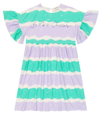 Bobo Choses Kids' Striped Cotton Dress In Offwhite