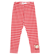 Monnalisa Gingham Cotton-blend Leggings In Panna+rosso