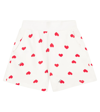 Monnalisa Jogging Shorts With All-over Hearts In Panna+rosso