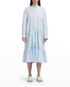 Marni Drawstring Poplin Midi Shirtdress In Powderblu