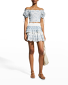 Loveshackfancy Charmaine Tiered Broderie Anglaise Modal Mini Skirt In Ivory Shores