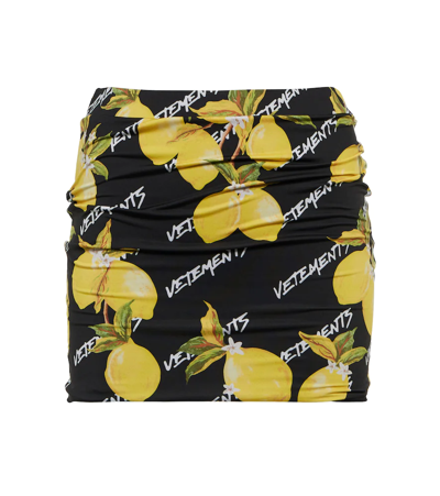 Vetements Printed Jersey Miniskirt In Lemon Print