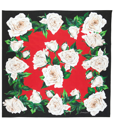 Dolce & Gabbana Rose-print Silk Twill Scarf In Multicolor