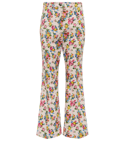 Sportmax Egeria Floral Cotton-blend Flared Pants In Pink