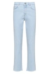 HUGO RELAXED-FIT JEANS IN BLUE DENIM WITH FRAYED HEMS