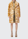 Burberry Runction Fawn Print Faux Fur Coat In Honey Beige Ip Pa