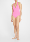 Melissa Odabash Rimini Halter-neck One-piece Swimsuit In Hot Pink