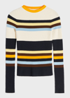 Victoria Beckham Striped Stretch Cotton-blend Sweater In Multi