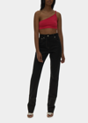 Helmut Lang Asymmetric Twist One Shoulder Bralette In Rose