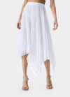 Alice And Olivia Katz Asymmetrical Pleated Midi Skirt In White
