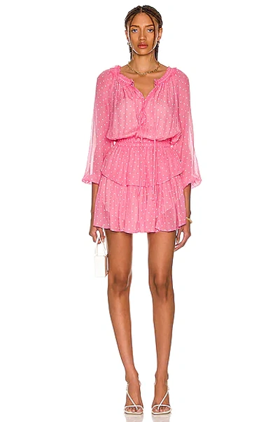 Loveshackfancy Popover Polka-dot Mini Dress In Multi