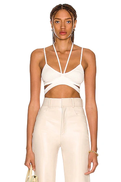 Andreädamo Ribbed Jersey Bra W/cut Out Belt In White