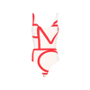 Totême Off-white & Red Monogram One-piece Swimusit In Red