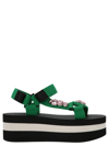 Marni Crystal-embellished Platform Sandals In Green