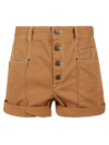 Isabel Marant Button-fastening Cotton Shorts In Faience Brown