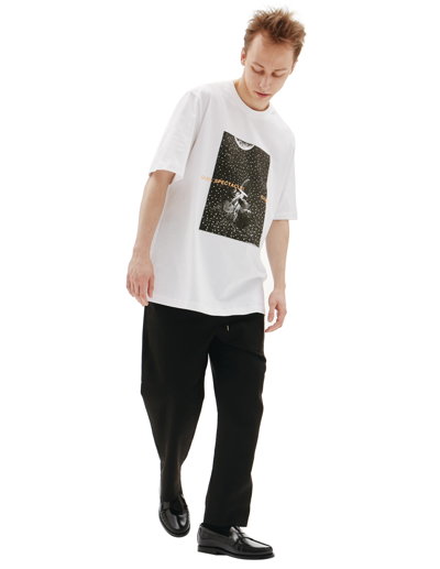 Oamc Graphic-print Cotton T-shirt In White