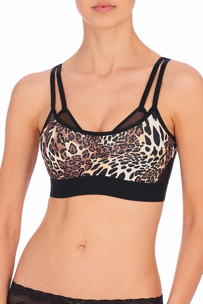 Natori Gravity Contour Underwire Coolmax Sports Bra (32d) In Chestnut Luxe Leopard Print