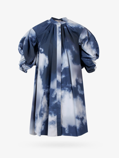 Alexander Mcqueen Cotton Dress With Tie-dye Effect - Atterley In Blue