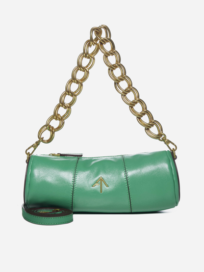 Manu Atelier Xx Mini Cylinder Leather Bag In Green