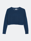 Onia Cropped Crochet-knit Linen Sweater In Blue