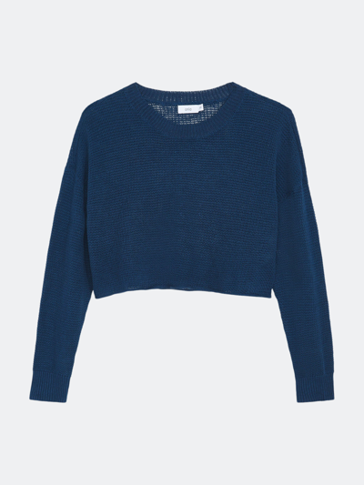 Onia Cropped Crochet-knit Linen Jumper In Royal Blue