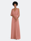 Dessy Collection After Six V-neck Split Sleeve Blouson Bodice Maxi Dress In Pink