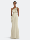 DESSY COLLECTION DESSY COLLECTION ONE-SHOULDER DRAPED TWIST EMPIRE WAIST TRUMPET GOWN