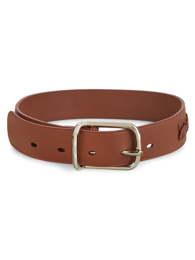 Chloé Joe Cut-out Leather Belt In Sepia Brown
