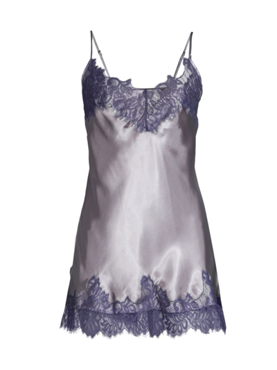 In Bloom Lace-trim Satin Chemise In Sterling Grey