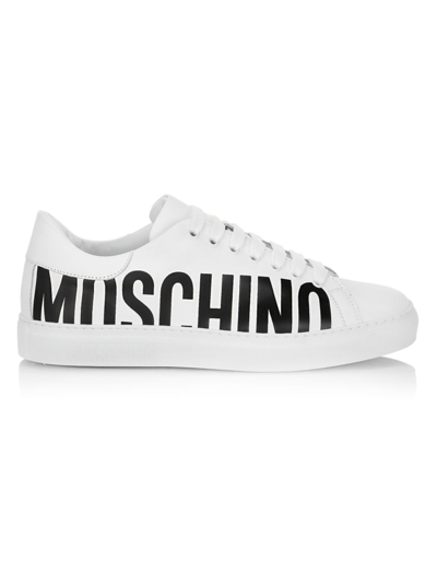 Moschino Printed Logo Sneakers In Bianco