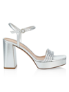 Gianvito Rossi Lena Metallic Ankle-strap Platform Sandals In Silver