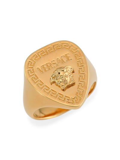 Versace Logo Gold-tone Ring In Gold | ModeSens